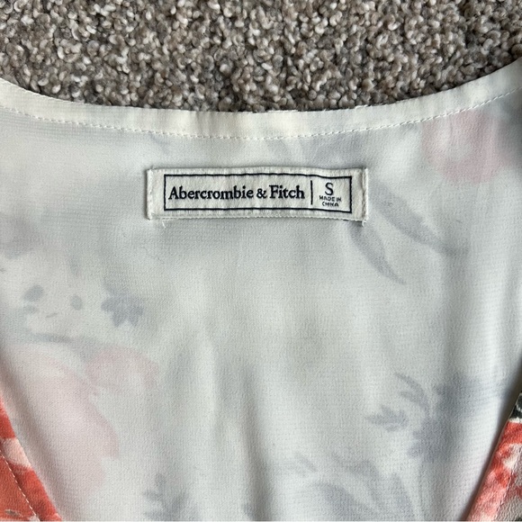 Abercrombie & Fitch White/Pink Floral Faux Wrap Mini Dress, Size Small - Picture 3 of 9